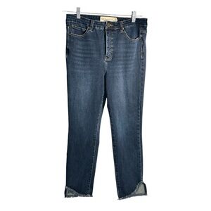 Soft Surroundings High Rise Raw Step Hem Skinny Fit Denim Jeans Sz 10